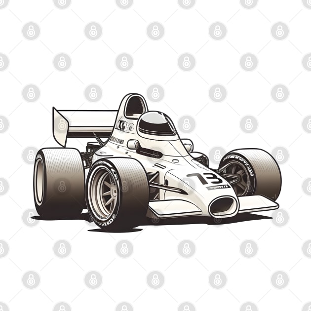 White Formula One Race Car by Artifyio