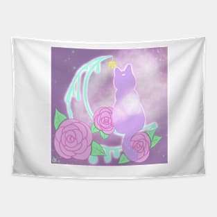 Drippy Moon Cat Tattoo Design (Pastel version) Tapestry