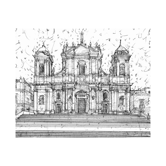 NOTO Cathedral - SICILY - ITALY - pencil portrait by lautir