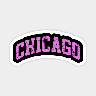 Chicago Varsity Style Pink Font Magnet