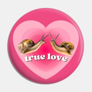 Pink Heart Two Snails in True Love. Funny Weird Gift for Snail Lovers Pin