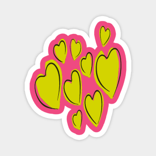 Cute Hearts Hand Drawn Bold Yellow Romantic Doodle Magnet