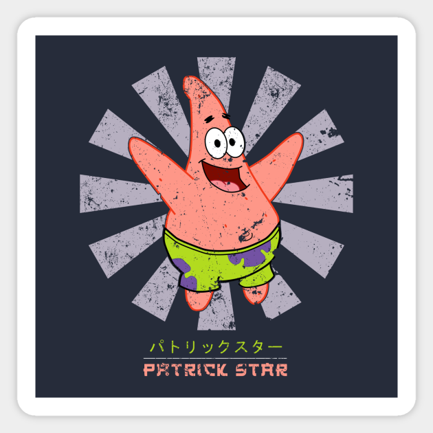 Patrick Star Retro Japanese Patrick Star Sticker Teepublic Patrick Star Retro Japanese Patrick Star Sticker Teepublic