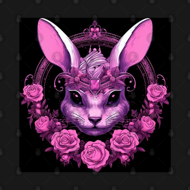 Pink Rabbit With Roses by Enchanted Reverie