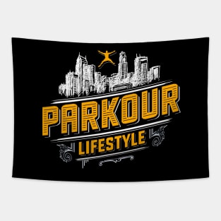 Parkour Freerun Freerunning Rooftop Lifestyle Tapestry