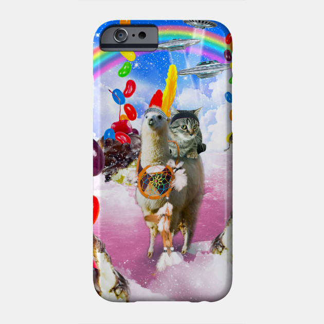 Cat Riding Llama With Sundae And Jelly Beans Cat Llama Phone