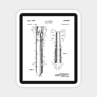 Army Aerial Missile Patent - Military Veteran Army Fan Art - White Magnet