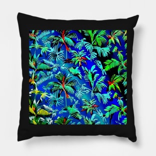 Aloha Hawaiian Palm Trees Flowers Psychedelic Floral Gift Luxury Trippy Vibrant Colorful Pillow