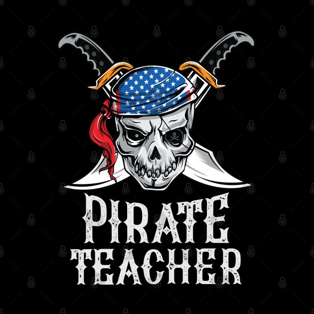 Pirate Teacher Skull Jolly Roger Halloween Costume by HCMGift