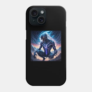 Virning alien in ligtning aura Phone Case