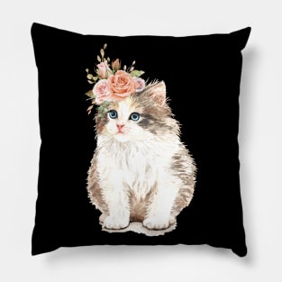 Pretty Cat with Flower Crown Pillow