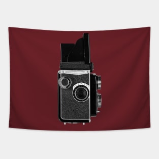 Vintage 1960s Twin Lens Camera Side View - Open Hood Tapestry