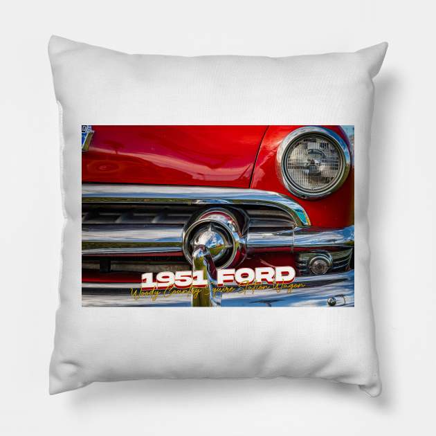 1951 Ford Woody Country Squire Station Wagon Pillow by Gestalt Imagery