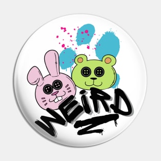 evil teddy bears. buttons. strange. colorful Pin