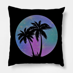 Vaporwave Palm Trees: 80's, 90's Pastel Blue, Pink, and Purple Retro Vintage Sunset Tropical Vaporwave Pillow