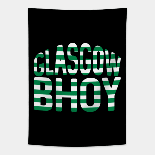 GLASGOW BHOY, Glasgow Celtic Football Club Green and White Hooped Text Design Tapestry