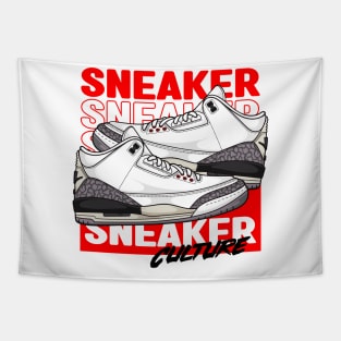 AJ 3 Retro White Cement Sneaker Tapestry