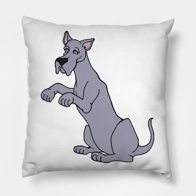 Gray Begging Great Dane Dog Pillow by Art by Deborah Camp