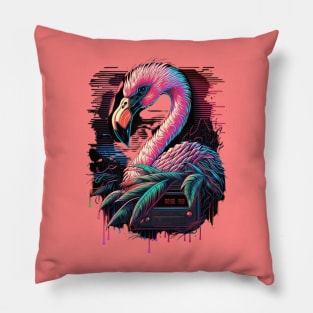 Flamingo Retro 80’s Style Japanese Pillow