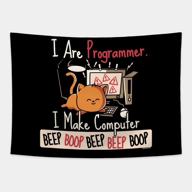 I Are Programmer Beep Boop Cute Programmer Cat Tapestry by NerdShizzle