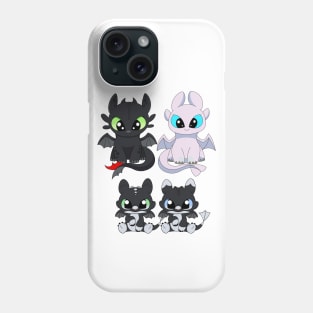 Dragon family with boys, dragon mama, toothless, light fury, night lights babies, my family Phone Case