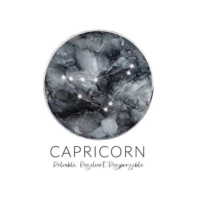 Capricorn Zodiac Moon Constellation by Elizabeth Karlson Art