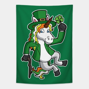 Lucky Irish Unicorn Leprechaun St Patrick's Day Heel Click Tapestry