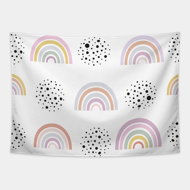 Baby rainbow with black dots Tapestry by GULSENGUNEL