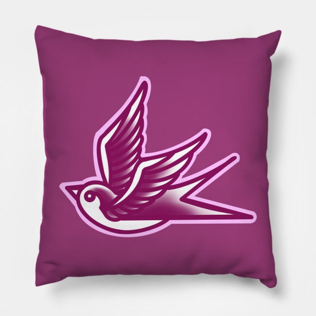 tattoo swallow pink Pillow by weilertsen