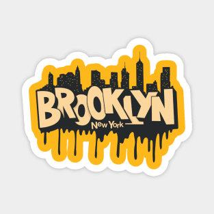 New York Brooklyn - Brooklyn Schriftzug - Brooklyn Logo mit skyline Magnet
