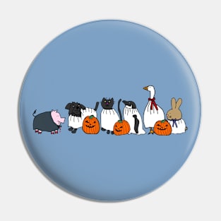 Pumpkin Head Ghost Animals Halloween Party Pin