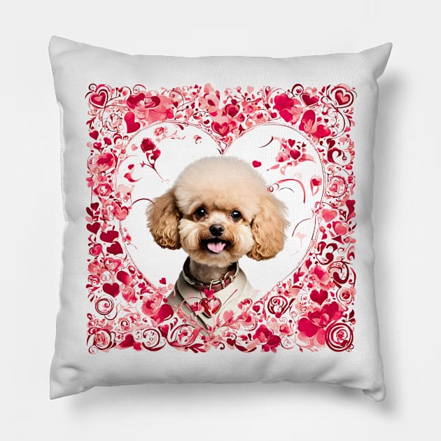 Toy Poodle Be Mine Valentine Pillow by Doodle and Things