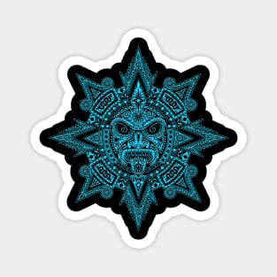 Ancient Blue and Black Mayan Sun Mask Magnet