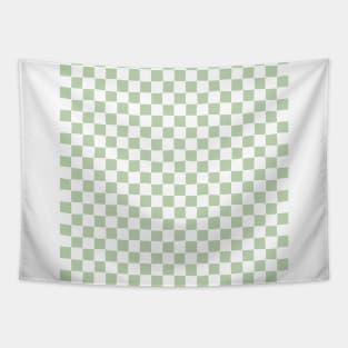 Wonky Checkerboard, White and Green Tapestry