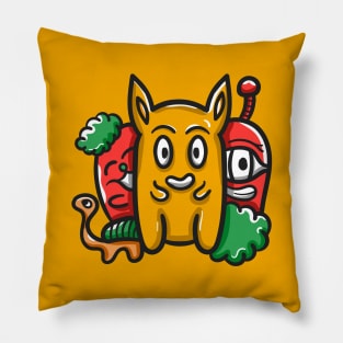 Monster Character Doodle Art Pillow