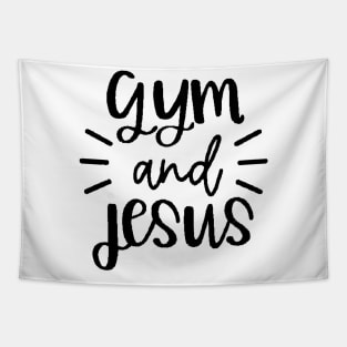 Gym And Jesus , Workout , Sport , Cute Gym, Gym Gift, Positive Sport , Motivational Tapestry