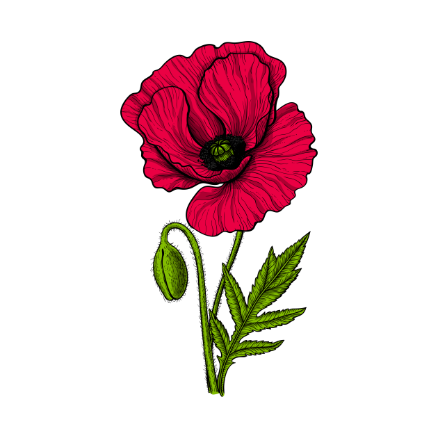 Red poppy 2 - Poppy - T-Shirt | TeePublic