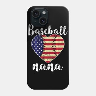 Baseball Nana Heart USA Flag Softball Mother Day Phone Case