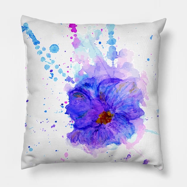 Violet Watercolor Flower Pillow by AnnArtshock