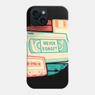 Never Forget - Retro - VHS - Cassette - Floppy Phone Case