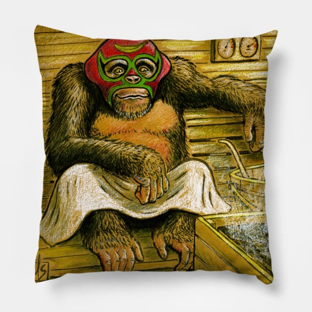 Luchador Chimpanzee Pillow by mikeskki