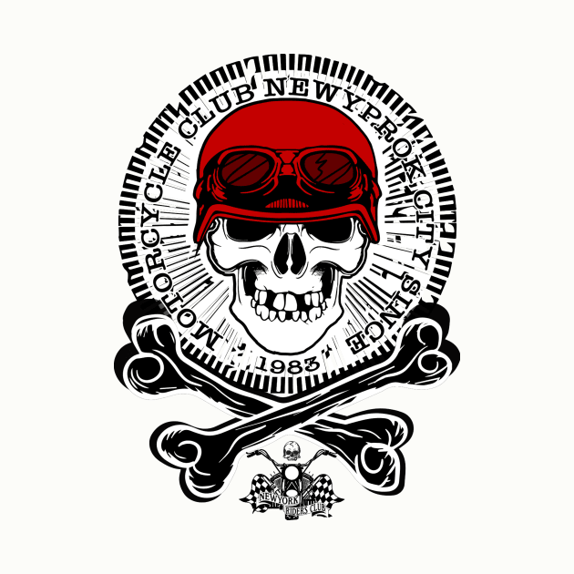 Skull Motorcycle Helmet - Skull tee shirt Since 1983 new york by MIRgallery