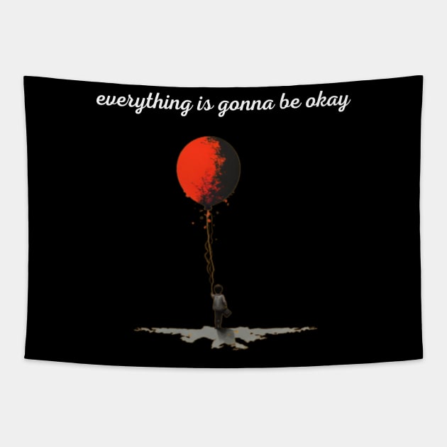 Everything is gonna be okay, red ballon Tapestry by Pattyld