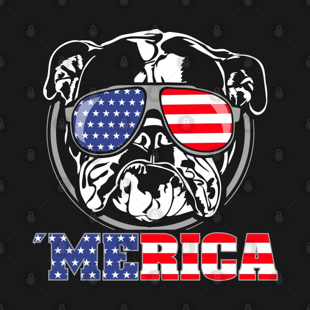 Merica English Bulldog American Flag sunglasses patriotic dog by wilsigns