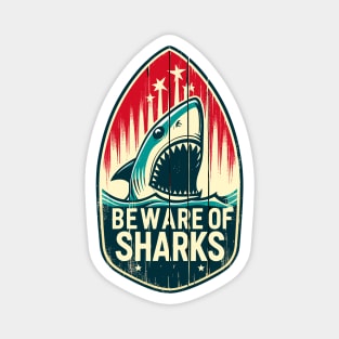 Beware of Sharks retro Magnet