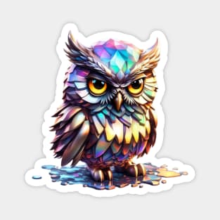 Magical Holographic Owls: Snowflake Magnet