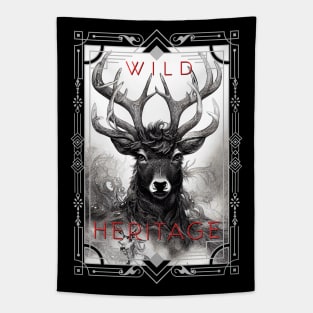 Stag Deer Wild Nature Illustration Line Epic Illustration Line Art Tapestry