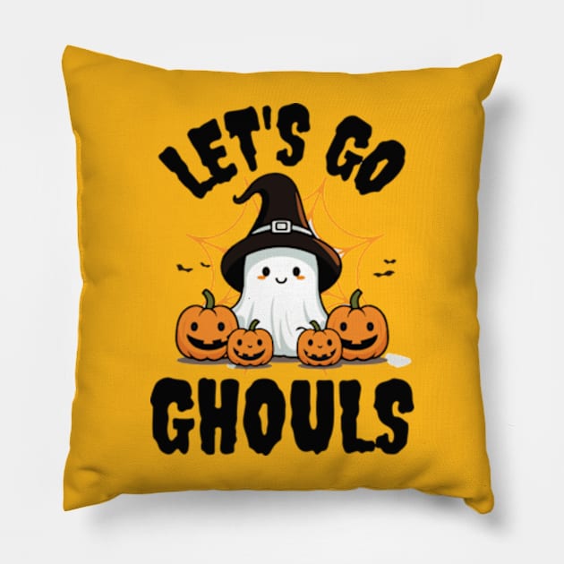 Let's Go Ghouls - Spooktacular T-Shirt for Ghostly Gatherings Pillow by Jet Set Mama Tee