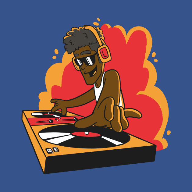 Retro Cartoon DJ on Turntables by SLAG_Creative