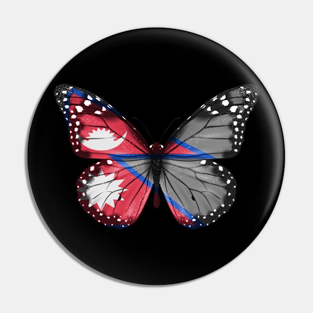 Nepalese Flag  Butterfly - Gift for Nepalese From Nepal Pin by Country Flags